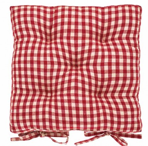 Gingham Red Square Buttoned 